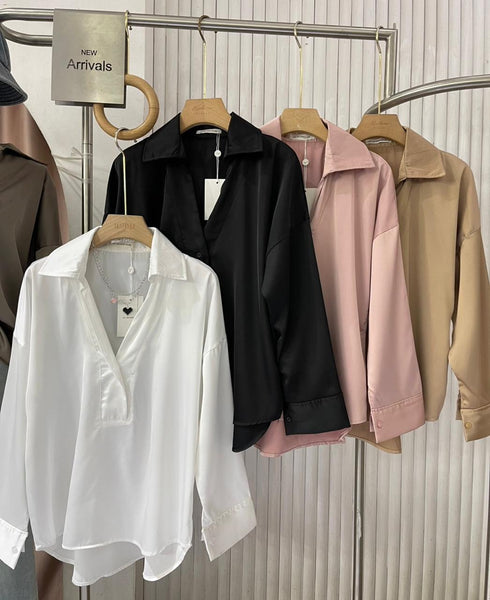 Ladies Collar Down V-Neckline Pullover Shirts